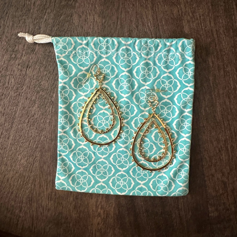 LIKE NEW: Kendra Scott gold Rumer open frame earrings